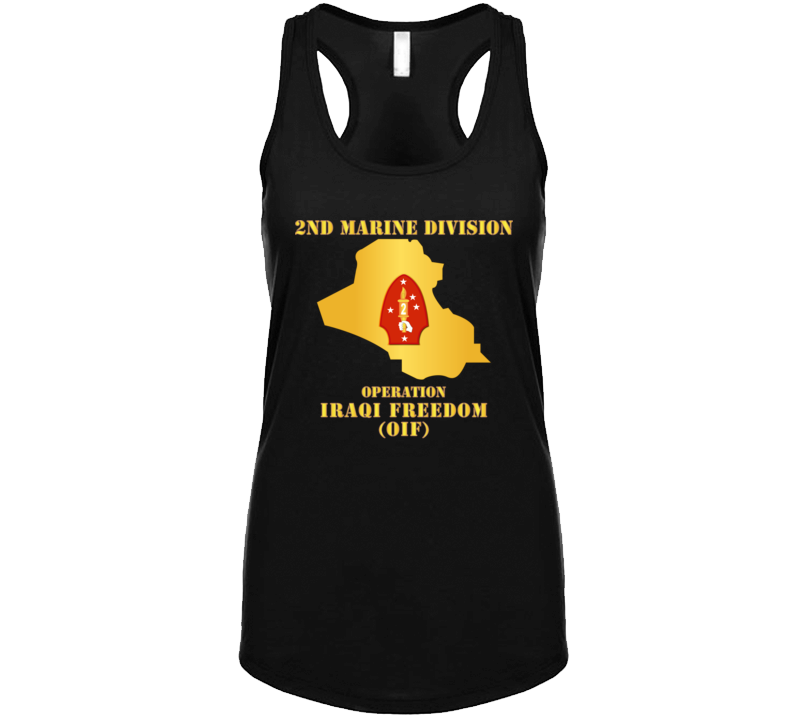 Usmc - 2nd Marine Division - Oif W Map Ladies Tanktop Tanktop