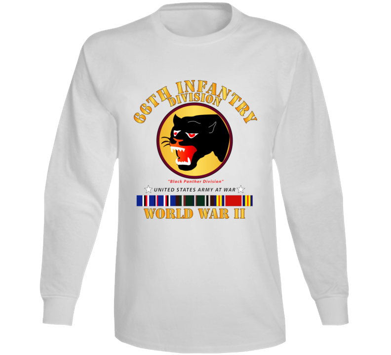 Army - 66th Infantry Division - Black Panther Division - Wwii W Eu Svc T Shirt Long Sleeve