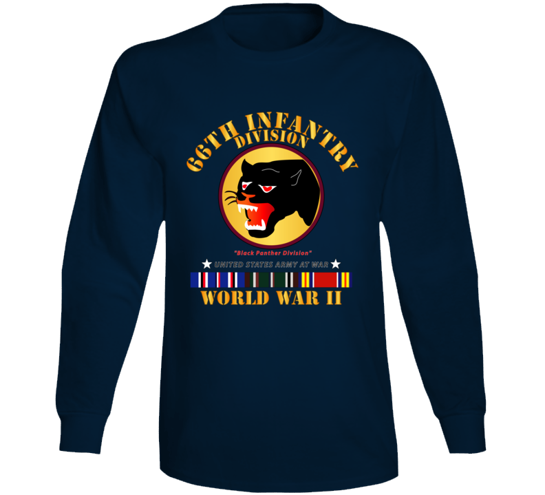 Army - 66th Infantry Division - Black Panther Division - Wwii W Eu Svc T Shirt Long Sleeve
