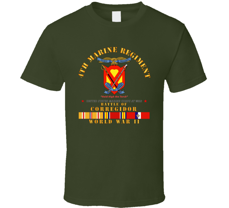 Usmc - 4th Marine Regiment - Battle Of Corregidor - Wwii W Pac Svc T Shirt