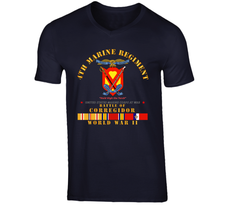 Usmc - 4th Marine Regiment - Battle Of Corregidor - Wwii W Pac Svc V-neck