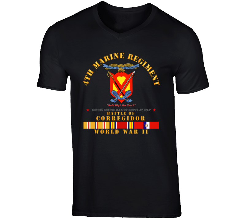 Usmc - 4th Marine Regiment - Battle Of Corregidor - Wwii W Pac Svc V-neck
