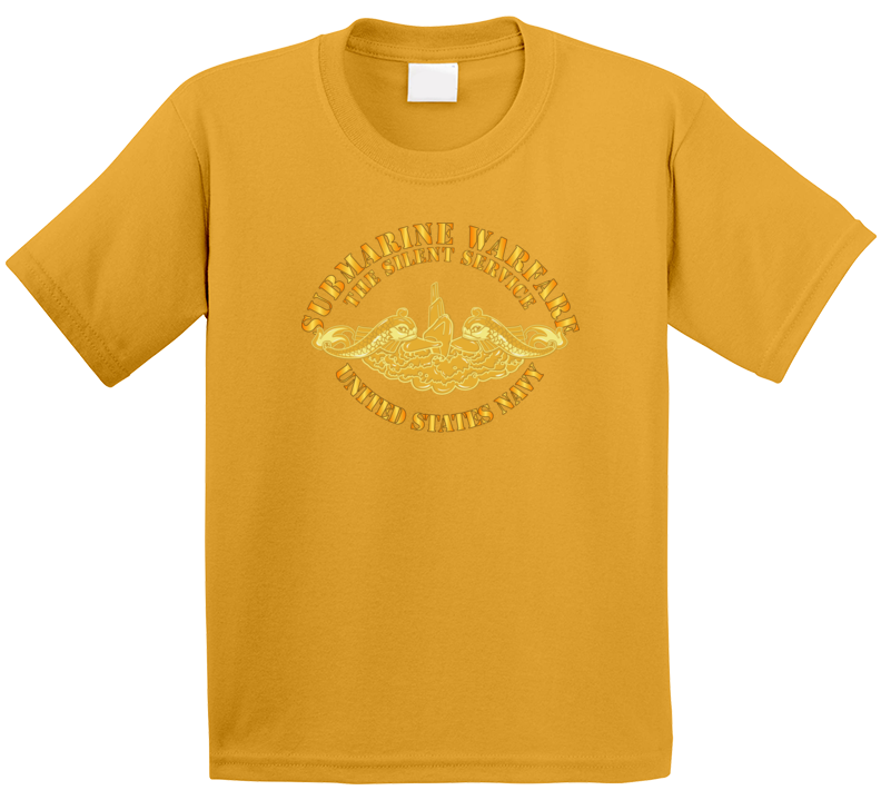Navy - Submarine Warfare - Silent Service - Gold Badge T Shirt