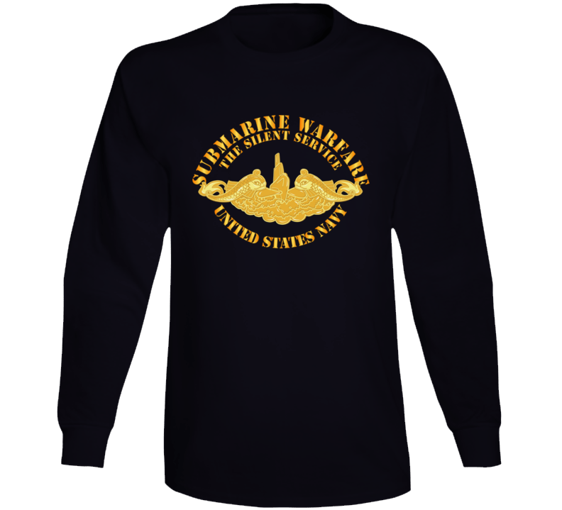 Navy - Submarine Warfare - Silent Service - Gold Badge Long Sleeve