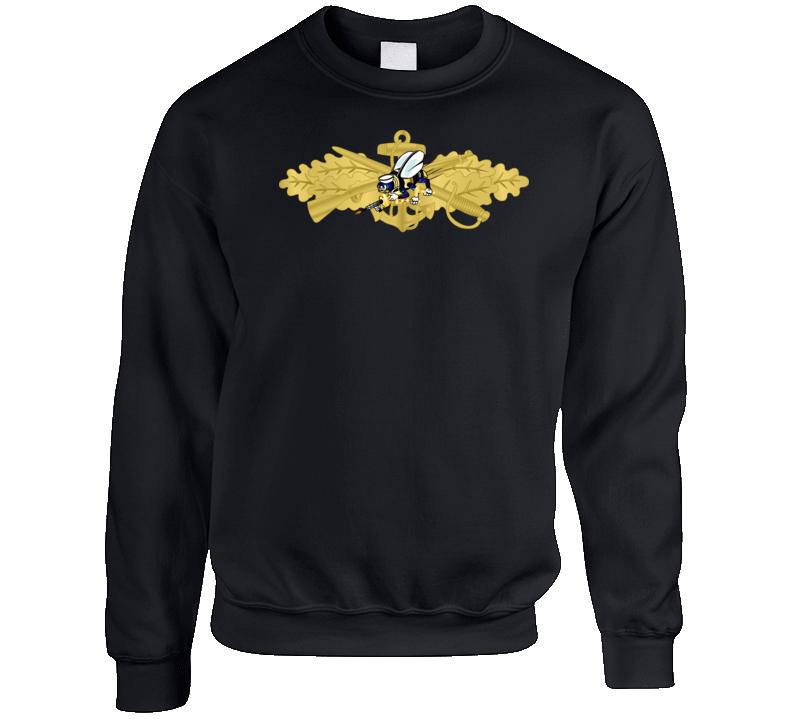 Navy - Seabee Combat Warfare Spec Badge - Of W Color Bee Wo Txt Crewneck Sweatshirt