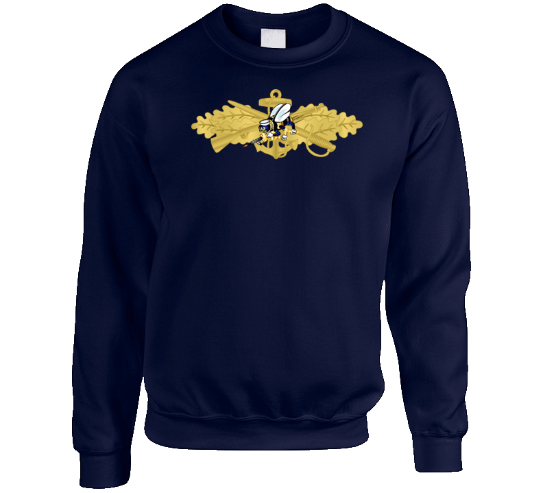 Navy - Seabee Combat Warfare Spec Badge - Of W Color Bee Wo Txt Crewneck Sweatshirt