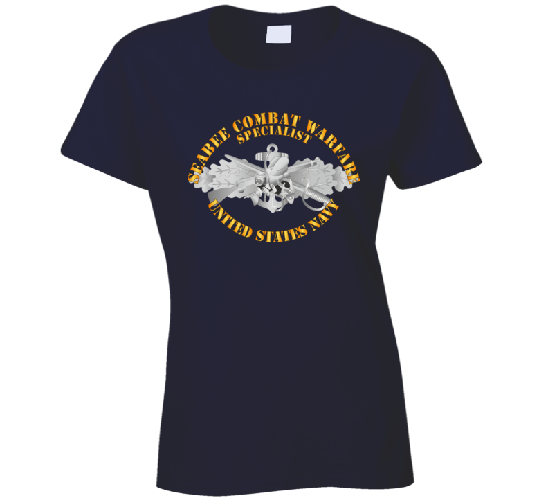 Navy - Seabee Combat Warfare Spec Badge - Em W Txt T Shirt