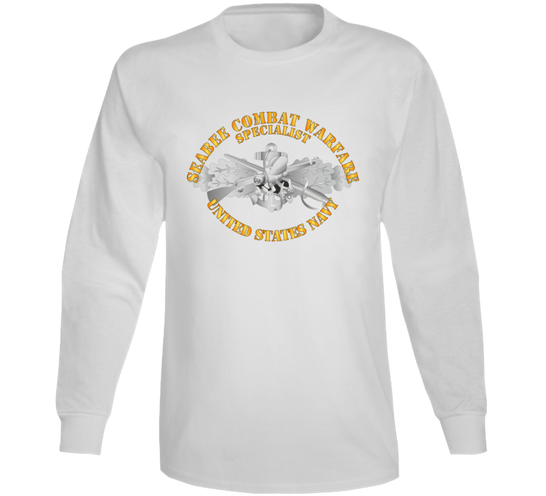Navy - Seabee Combat Warfare Spec Badge - Em W Txt Long Sleeve
