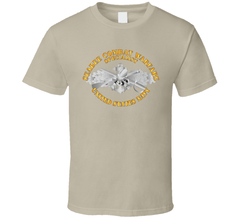 Navy - Seabee Combat Warfare Spec Badge - Em W Txt T Shirt