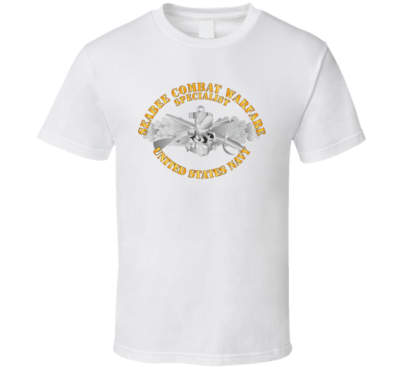 Navy - Seabee Combat Warfare Spec Badge - Em W Txt T Shirt