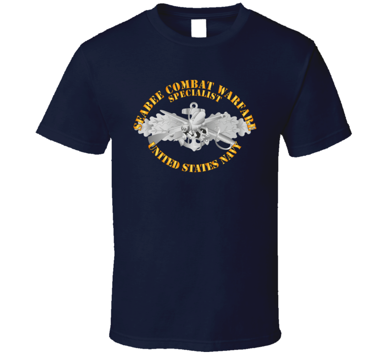 Navy - Seabee Combat Warfare Spec Badge - Em W Txt T Shirt