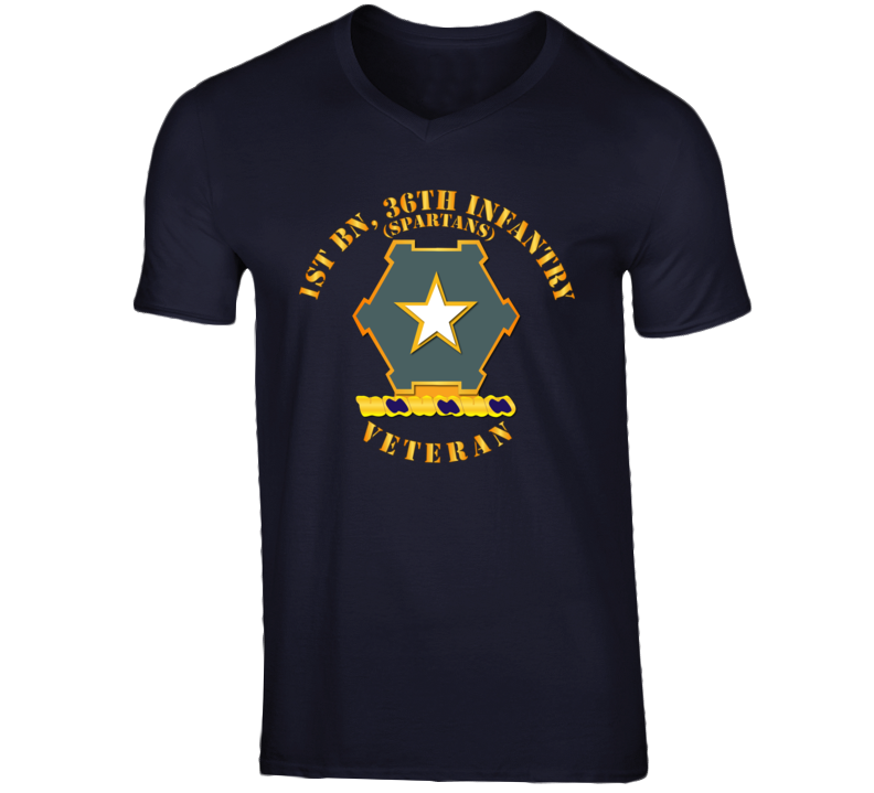 Army - 1st Bn 36th Infantry Dui - Spartans - Veteran V-neck