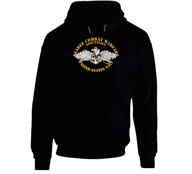 Navy - Seabee Combat Warfare Spec Badge - EM w Color Bee w Txt Hoodie