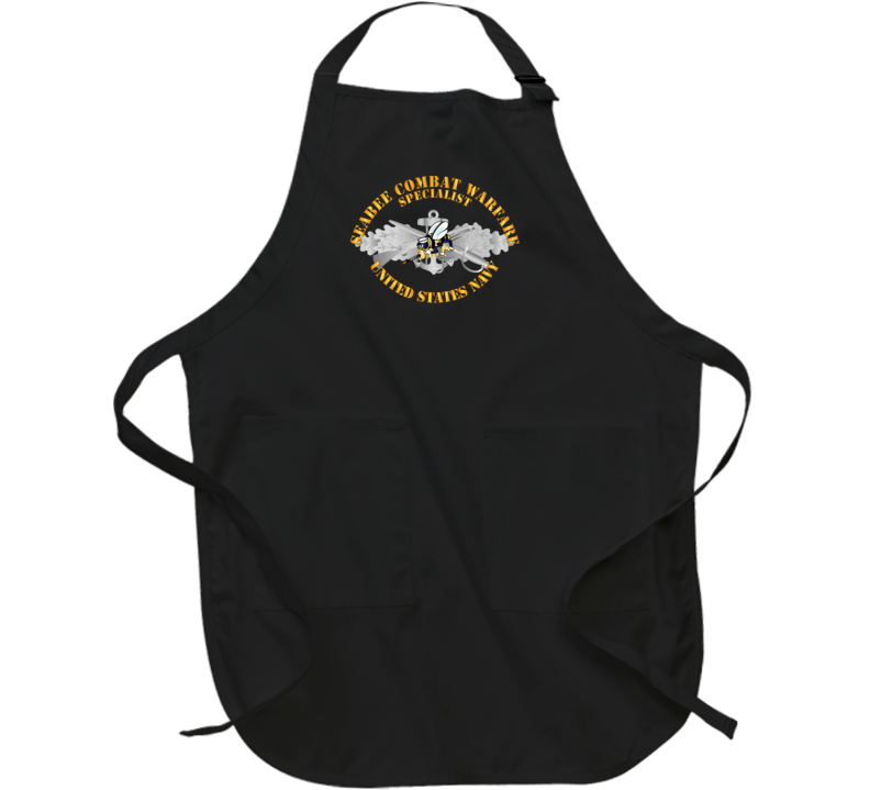Navy - Seabee Combat Warfare Spec Badge - Em W Color Bee W Txt Apron