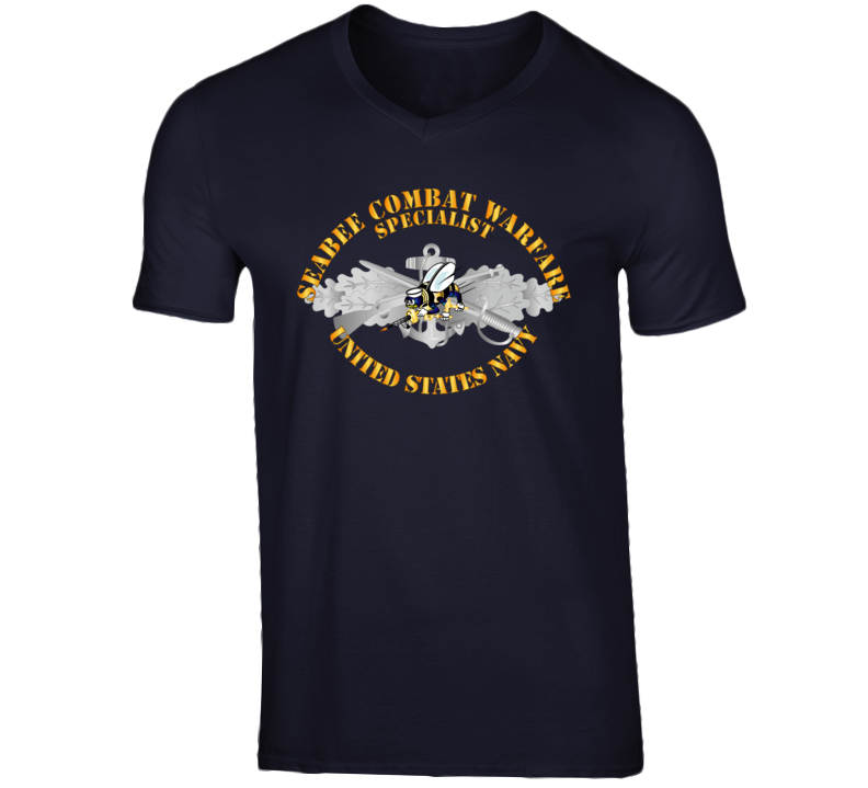 Navy - Seabee Combat Warfare Spec Badge - Em W Color Bee W Txt T Shirt