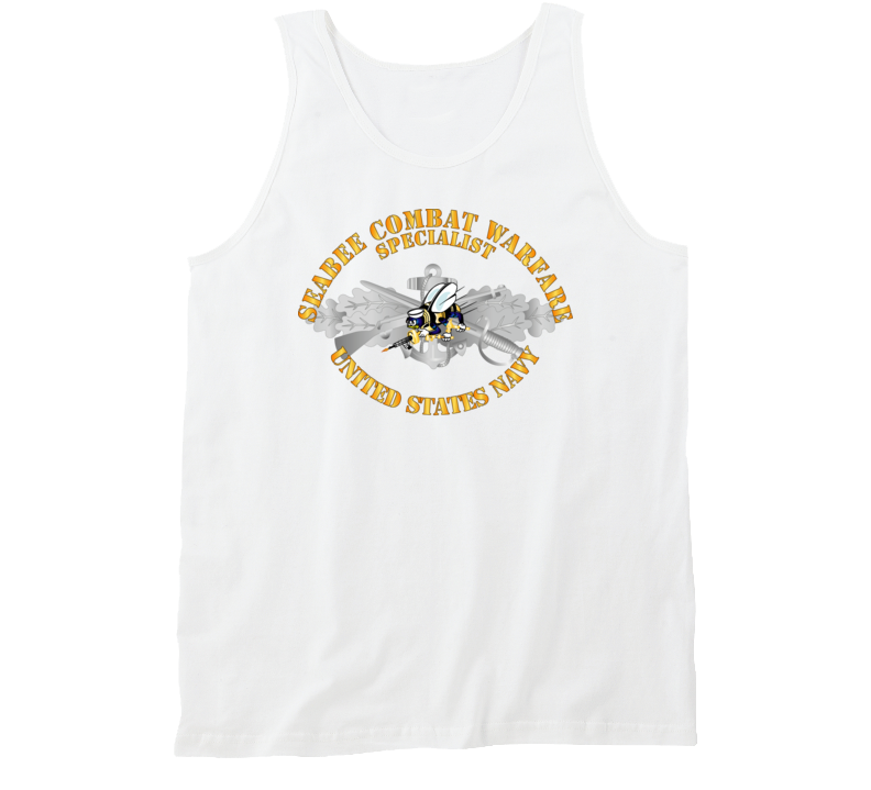 Navy - Seabee Combat Warfare Spec Badge - Em W Color Bee W Txt Tanktop