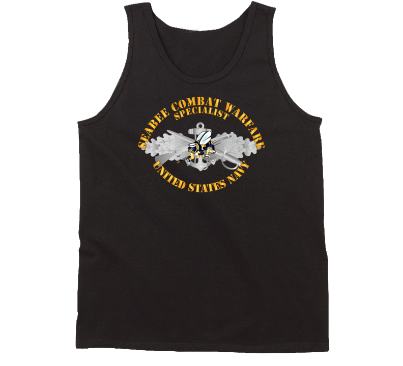 Navy - Seabee Combat Warfare Spec Badge - Em W Color Bee W Txt Tanktop