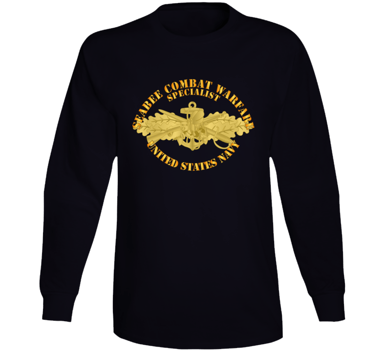 Navy - Seabee Combat Warfare Spec Badge - Of W Txt Long Sleeve