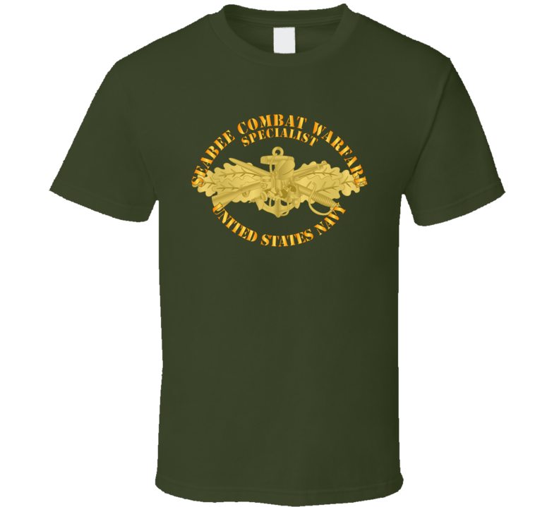 Navy - Seabee Combat Warfare Spec Badge - OF w Txt T Shirt