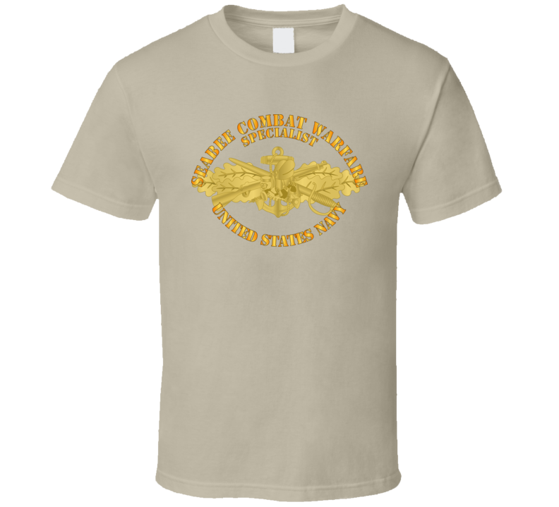 Navy - Seabee Combat Warfare Spec Badge - OF w Txt T Shirt