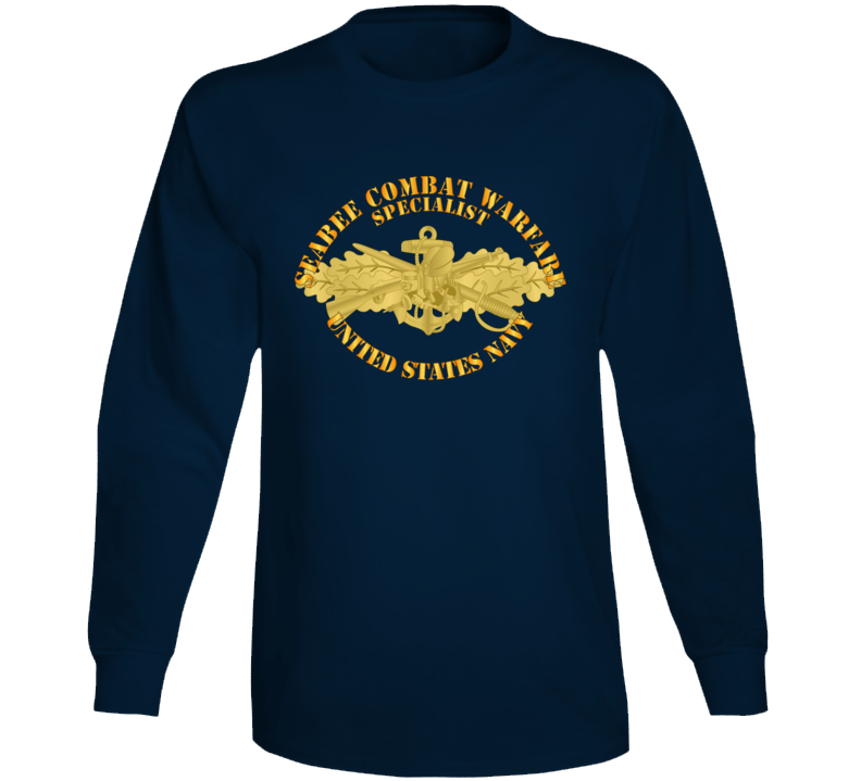 Navy - Seabee Combat Warfare Spec Badge - Of W Txt Long Sleeve