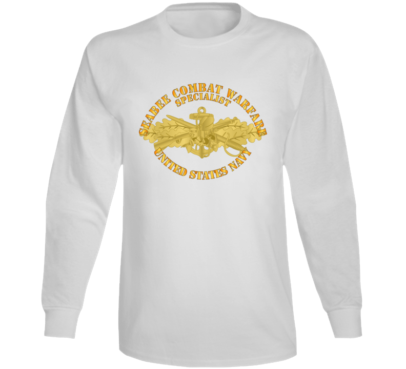 Navy - Seabee Combat Warfare Spec Badge - Of W Txt Long Sleeve