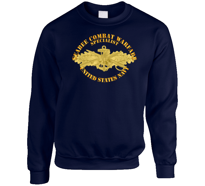 Navy - Seabee Combat Warfare Spec Badge - Of W Txt Crewneck Sweatshirt