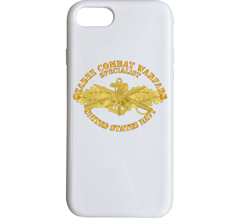 Navy - Seabee Combat Warfare Spec Badge - OF w Txt Phone Case
