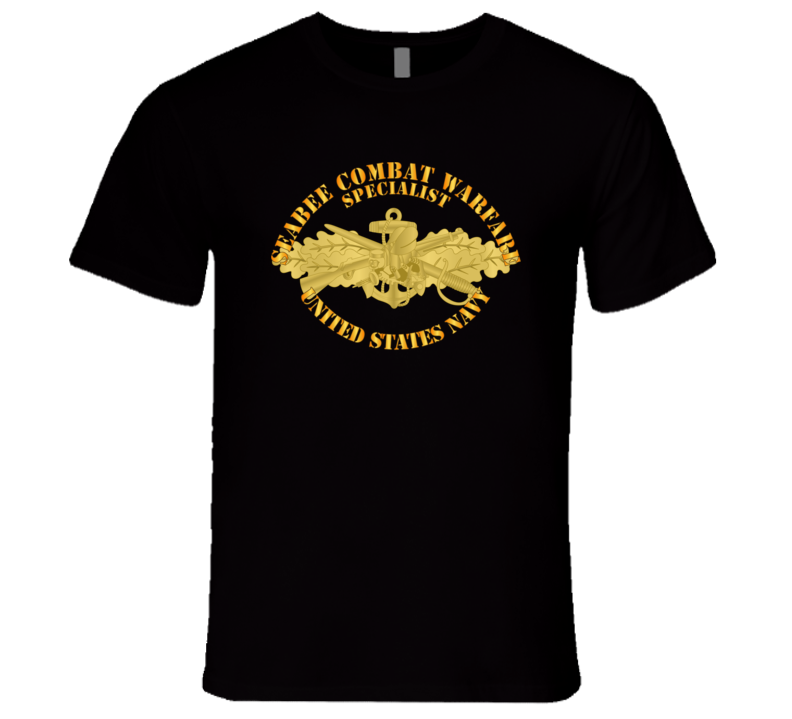 Navy - Seabee Combat Warfare Spec Badge - OF w Txt T Shirt