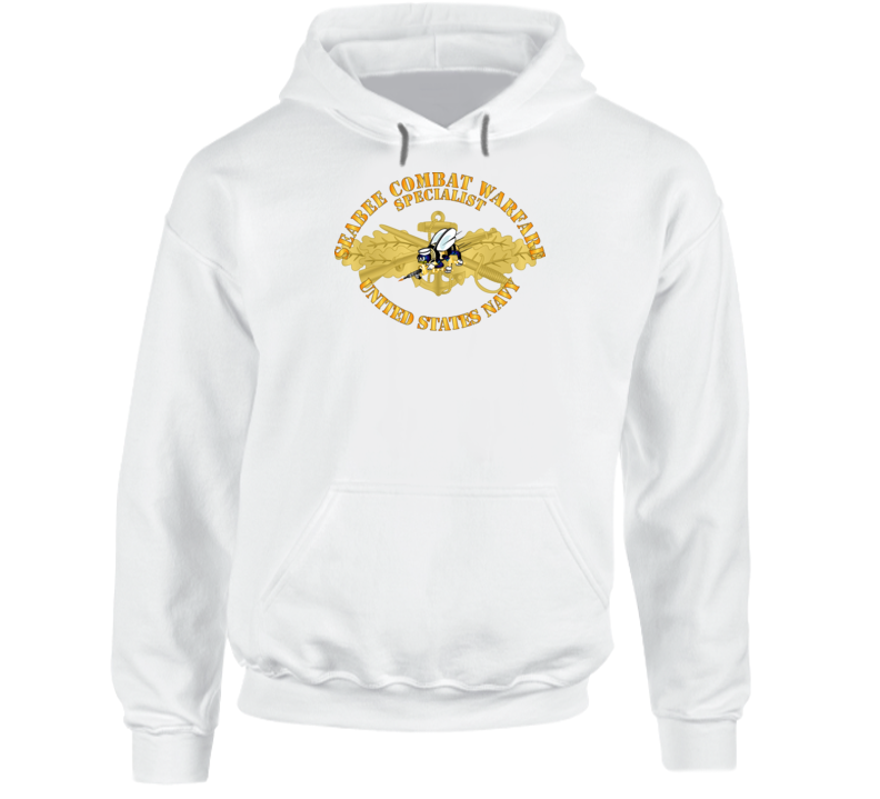 Navy - Seabee Combat Warfare Spec Badge - OF w Color Bee w Txt Hoodie
