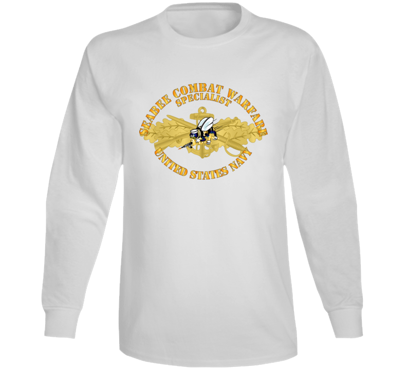Navy - Seabee Combat Warfare Spec Badge - Of W Color Bee W Txt Long Sleeve