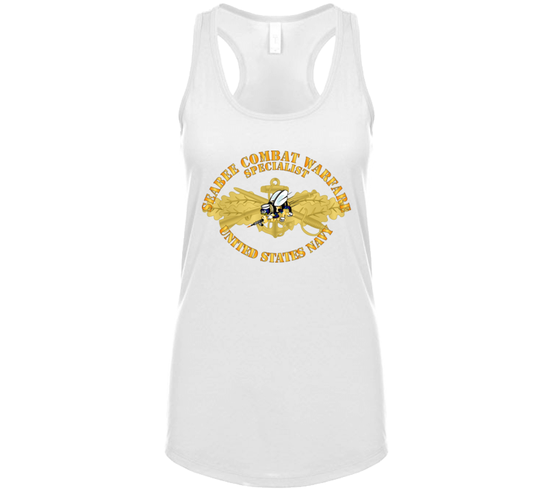 Navy - Seabee Combat Warfare Spec Badge - Of W Color Bee W Txt Tanktop