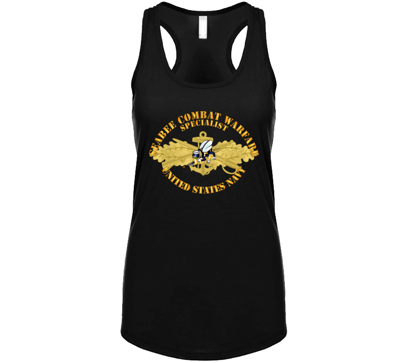 Navy - Seabee Combat Warfare Spec Badge - Of W Color Bee W Txt Tanktop
