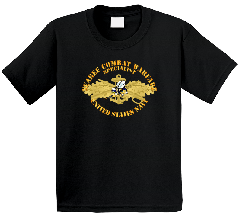 Navy - Seabee Combat Warfare Spec Badge - Of W Color Bee W Txt T Shirt