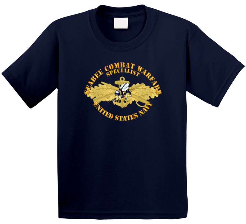 Navy - Seabee Combat Warfare Spec Badge - Of W Color Bee W Txt T Shirt