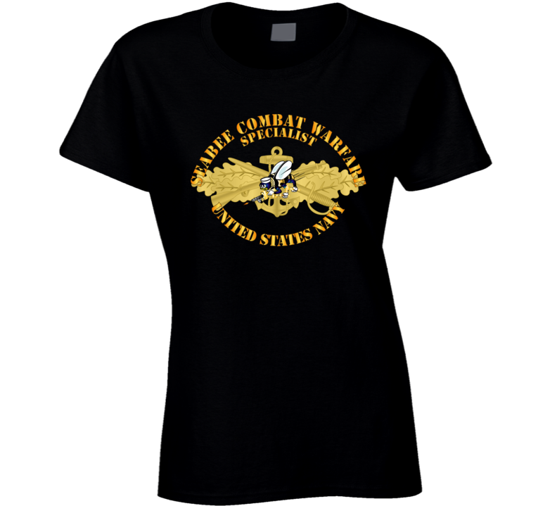 Navy - Seabee Combat Warfare Spec Badge - Of W Color Bee W Txt T Shirt