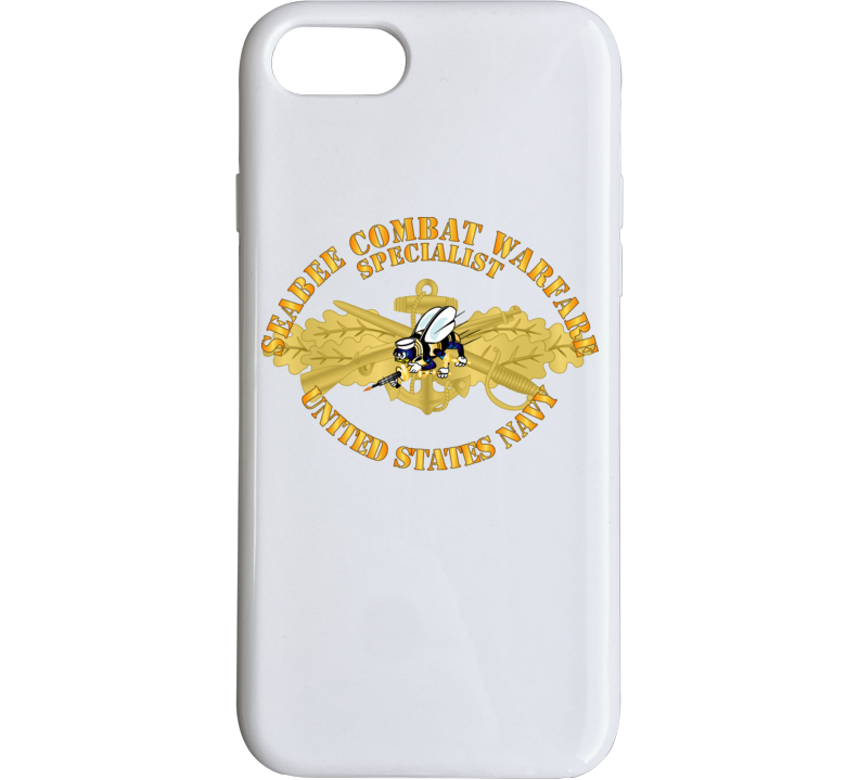 Navy - Seabee Combat Warfare Spec Badge - Of W Color Bee W Txt Phone Case