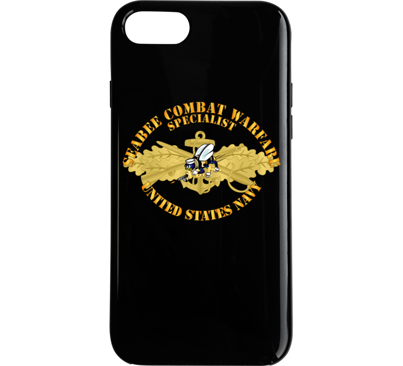 Navy - Seabee Combat Warfare Spec Badge - Of W Color Bee W Txt Phone Case