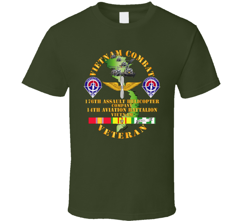 Army - Vietnam Combat Veteran - 176th Ahc W 14th Avn Bn T Shirt