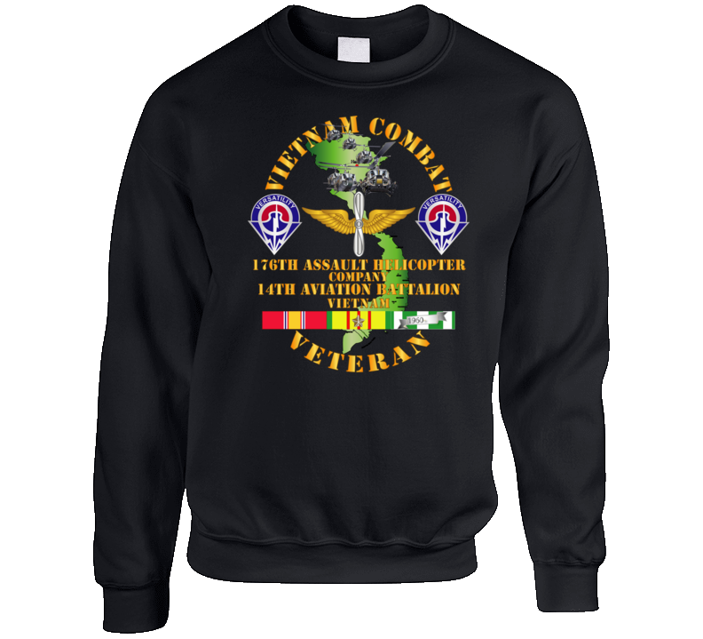 Army - Vietnam Combat Veteran - 176th Ahc W 14th Avn Bn Crewneck Sweatshirt