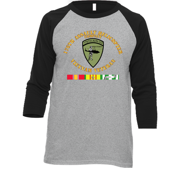 Army - 176th Assault Helicopter Co - Vietnam Vet - Svc Baseball Raglan T Shirt