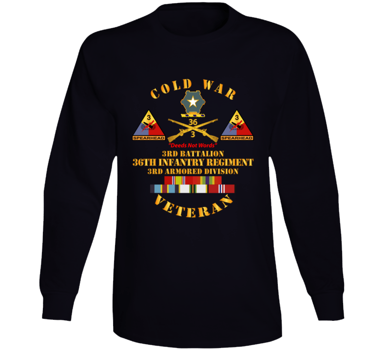 Army - Cold War Vet w  3rd Bn - 36th Infantry - 3rd AD w  Full Rack SVCD Long Sleeve