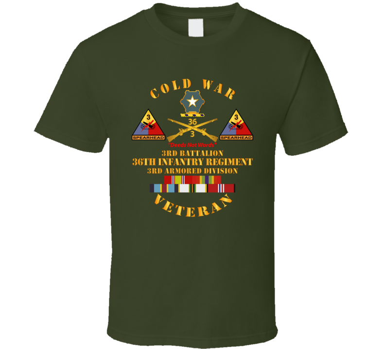 Army - Cold War Vet w  3rd Bn - 36th Infantry - 3rd AD w  Full Rack SVCD T Shirt