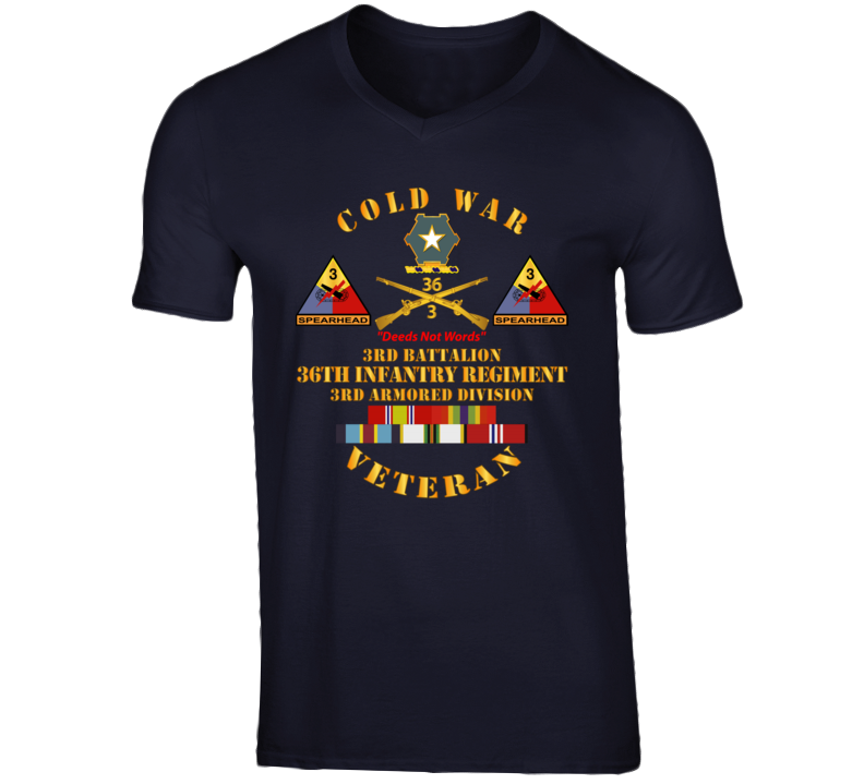 Army - Cold War Vet W  3rd Bn - 36th Infantry - 3rd Ad W  Full Rack Svcd T Shirt