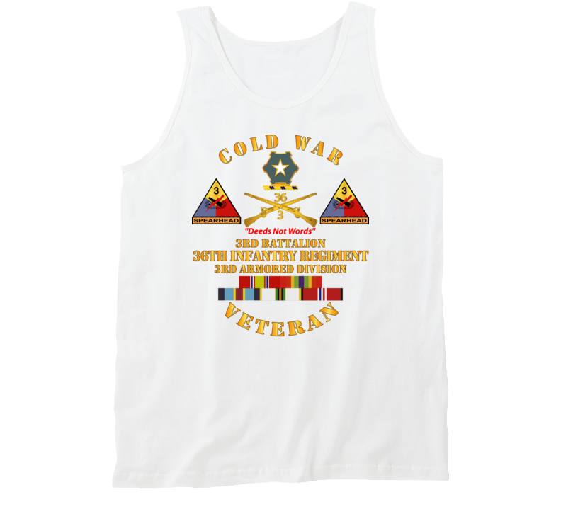 Army - Cold War Vet w  3rd Bn - 36th Infantry - 3rd AD w  Full Rack SVCD Tanktop