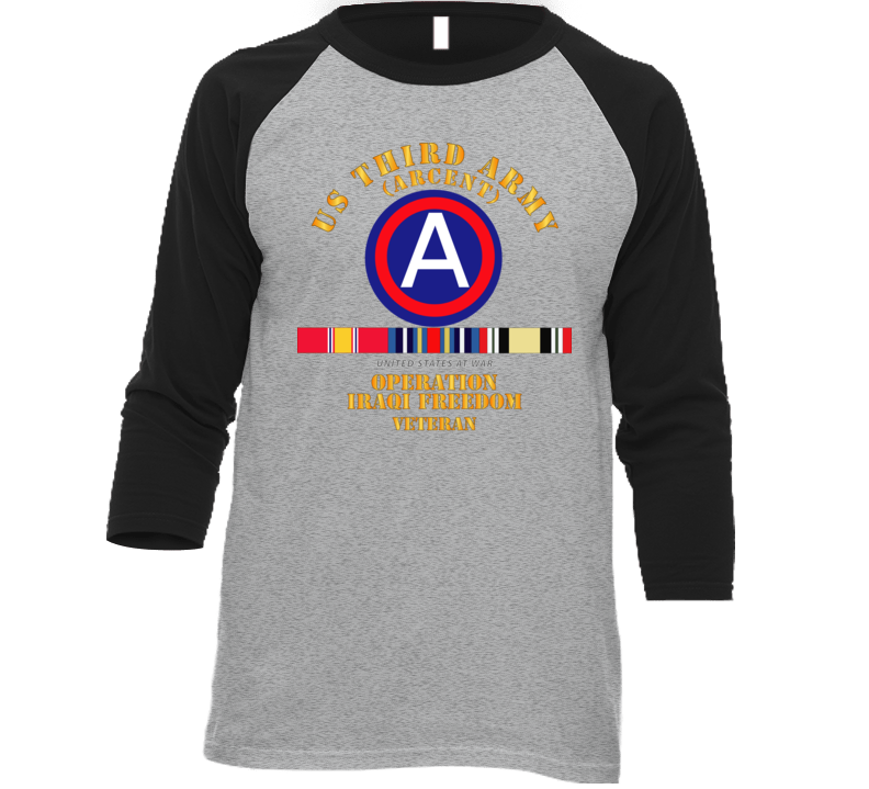 Army - 3rd Us Army - Iraq Freedom Vet W Svc Wo Ds Baseball Raglan T Shirt