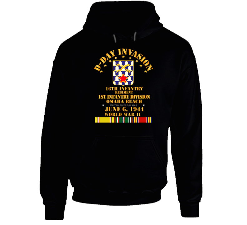 Army - 16th Infantry Regt - 1st Id - D Day W Svc Hoodie