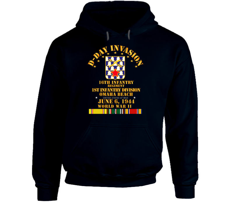 Army - 16th Infantry Regt - 1st Id - D Day W Svc Hoodie