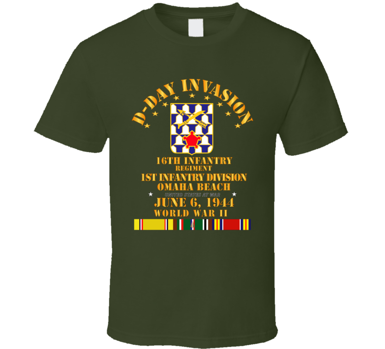 Army - 16th Infantry Regt - 1st Id - D Day W Svc T Shirt