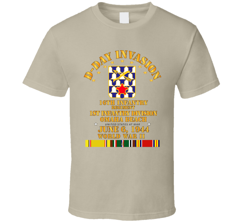 Army - 16th Infantry Regt - 1st Id - D Day W Svc T Shirt